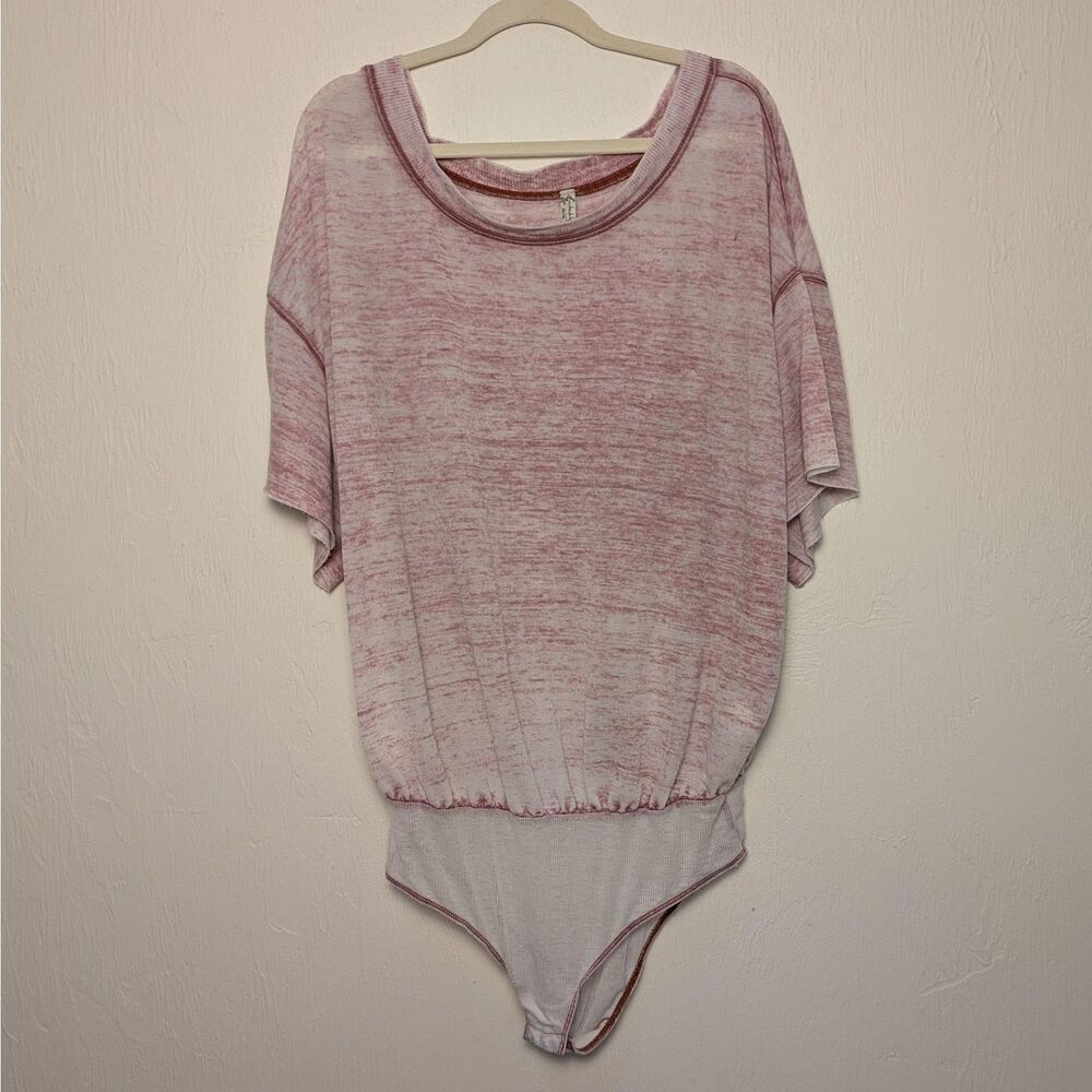 Intimately Free People Womens M Pink T-Shirt Bodysuit Distressed